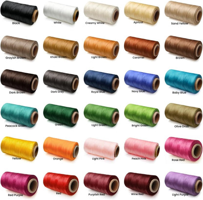 Flat Waxed Thread for Leather Sewing String Polyester Cord Stitching Bookbinding DIY Weave Craft (1.0mm 210D, Peach Pink)