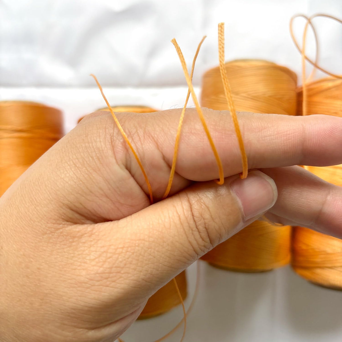 Flat Waxed Thread for Leather Sewing String Polyester Cord Stitching Bookbinding DIY Weave Craft (1.0mm 210D, Peach Pink)