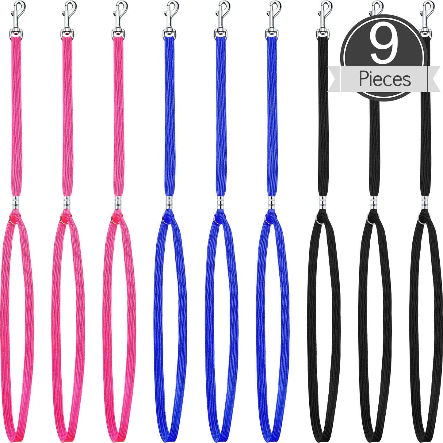 Boao 9 Pieces Pet Grooming Loops Nylon Restraint Noose Adjustable Fixed Dog Cat Safety Rope for Pet Grooming Table Bathtub