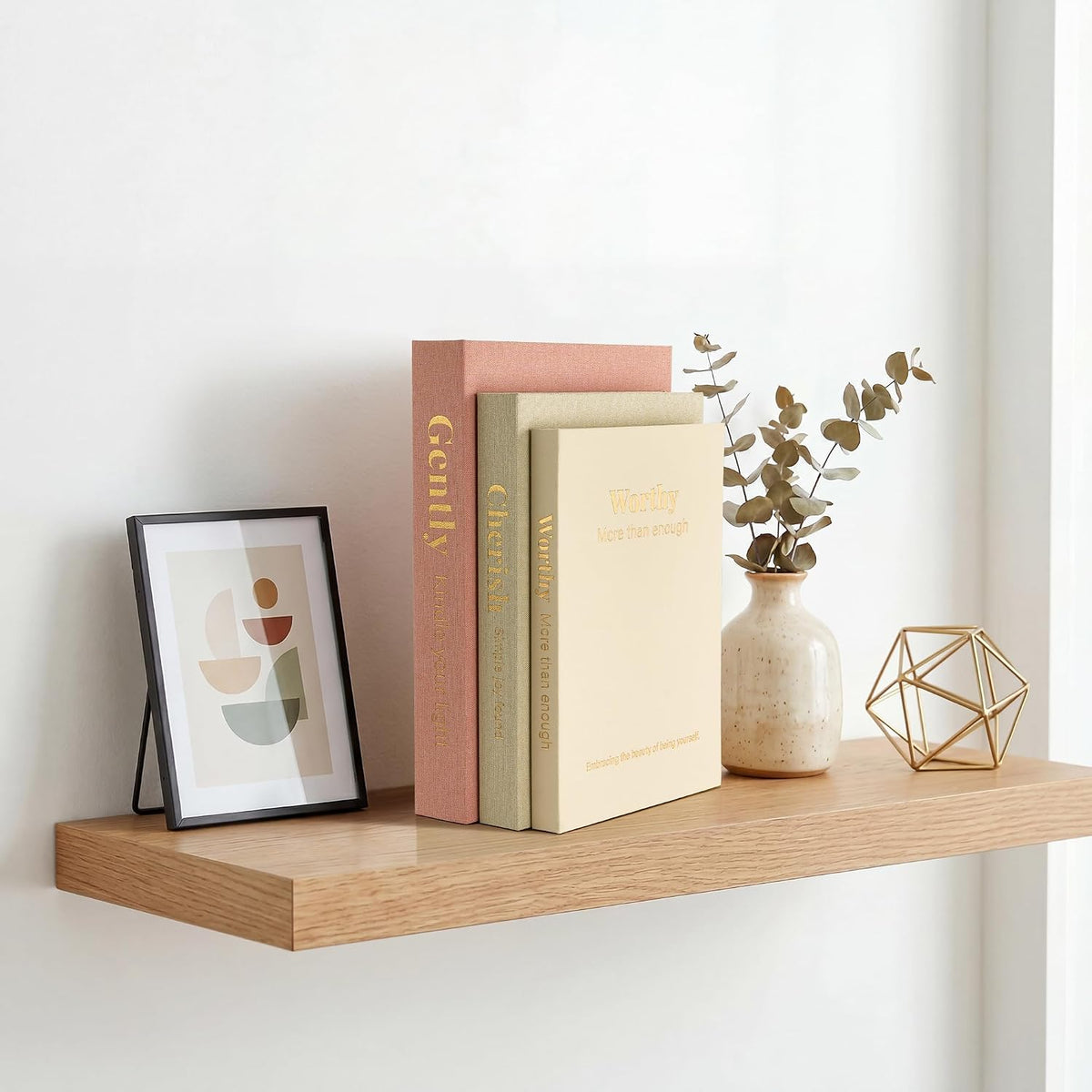 Decorative Books for Home Decor, Set of 3 Faux Books with Hidden Storage, Linen Fake Book Box for Coffee Table Bookshelf Decor (Dusty pink-oatmeal-beige)