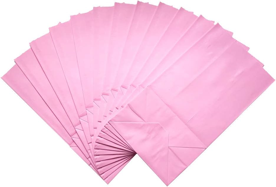 Self stand Party Favor Paper Bags for Party Celebration Treated Paper Bags 5.10X3.10X9.4 inches(24 CT)… (Pink)