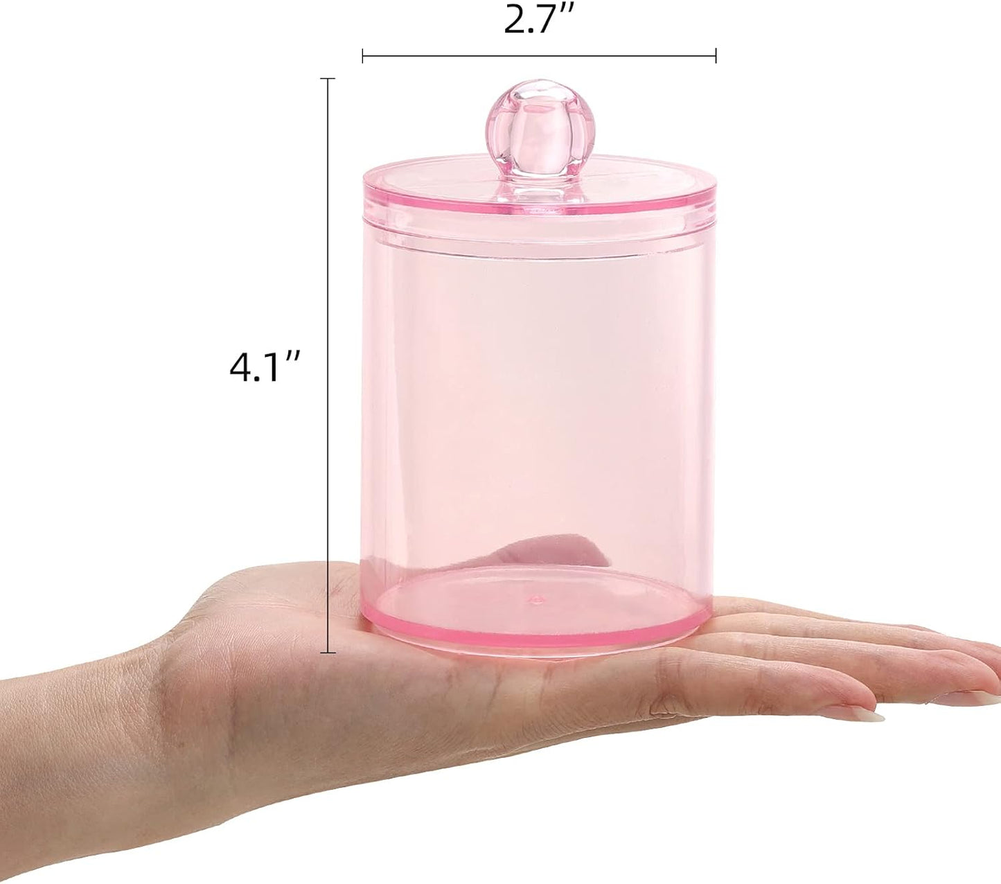 3 Pack Cotton Swab Ball Pad Holder, 10 Oz Qtip Apothecary Jar Pink Makeup Organizer, Bathroom Containers Dispenser