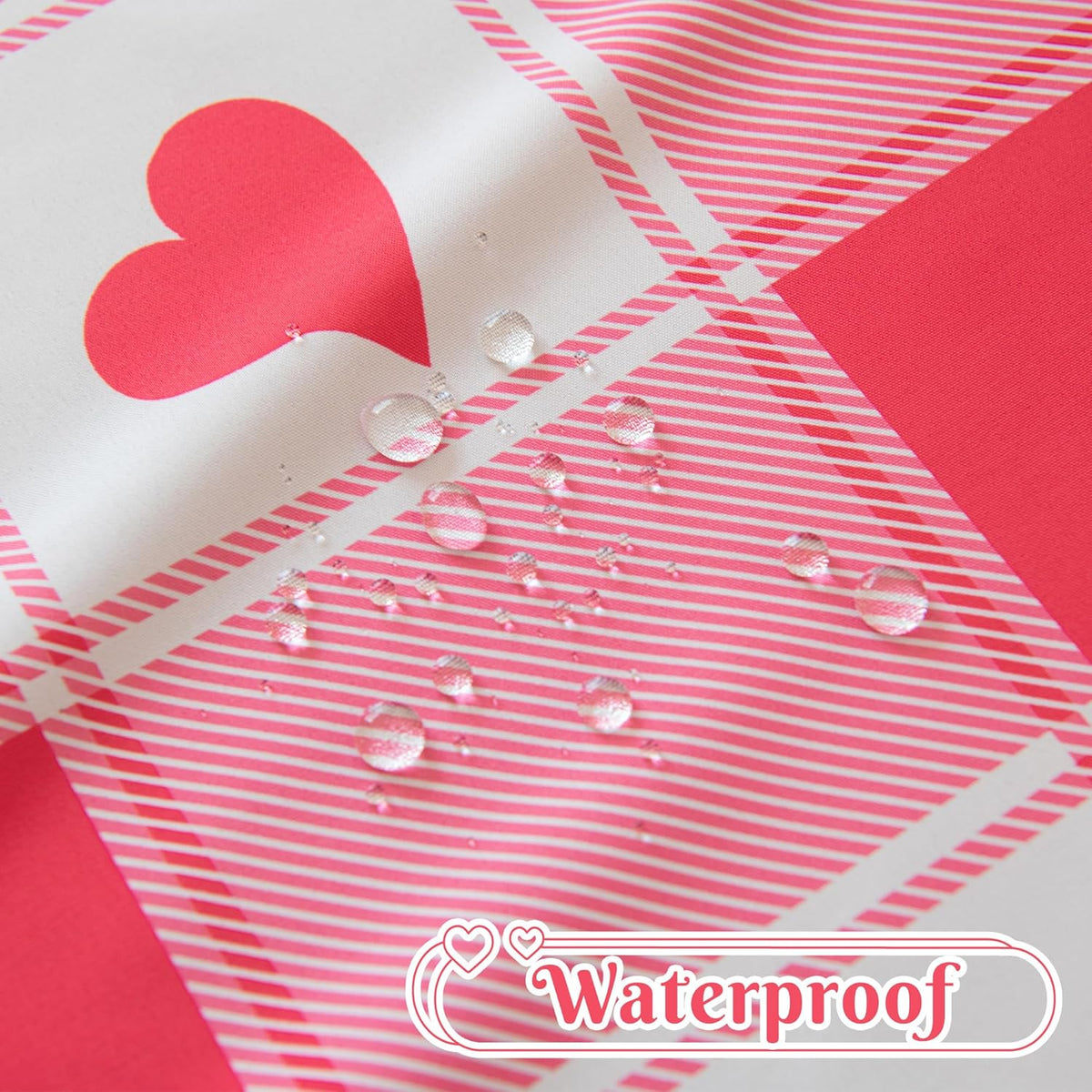 Checkered Round Valentine's Day Tablecloth - Waterproof, Wrinkle Resistant and Washable Gingham Table Cloth Decorative Table Cover for Party, Pink 60 Inch