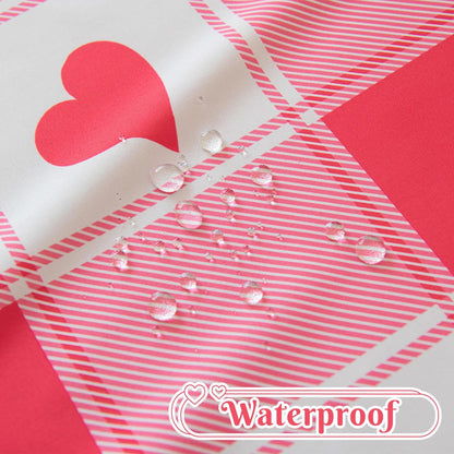 Checkered Round Valentine's Day Tablecloth - Waterproof, Wrinkle Resistant and Washable Gingham Table Cloth Decorative Table Cover for Party, Pink 60 Inch