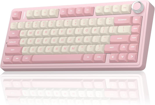 F75 75% Wireless Mechanical Keyboard, Hot Swappable Pink Creamy Keyboard, Pre-lubed Linear Switches, PBT Keycaps, 2.4GHz/Type-C/BT5.0, RGB Backlit Computer Gaming Keyboards for Office/Laptop/PC