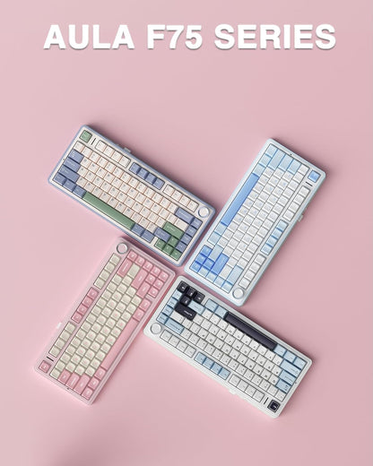 F75 75% Wireless Mechanical Keyboard, Hot Swappable Pink Creamy Keyboard, Pre-lubed Linear Switches, PBT Keycaps, 2.4GHz/Type-C/BT5.0, RGB Backlit Computer Gaming Keyboards for Office/Laptop/PC