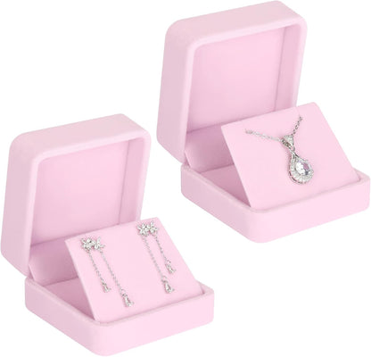 2 Pcs Velvet Jewelry Dangle Earring Gift Box for Women (PINK)