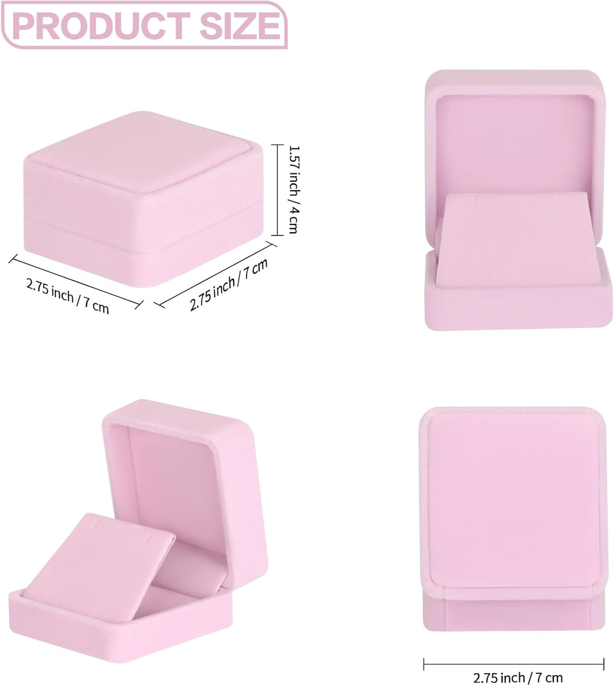 2 Pcs Velvet Jewelry Dangle Earring Gift Box for Women (PINK)