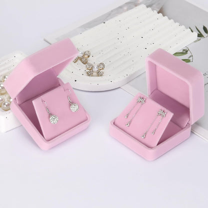 2 Pcs Velvet Jewelry Dangle Earring Gift Box for Women (PINK)