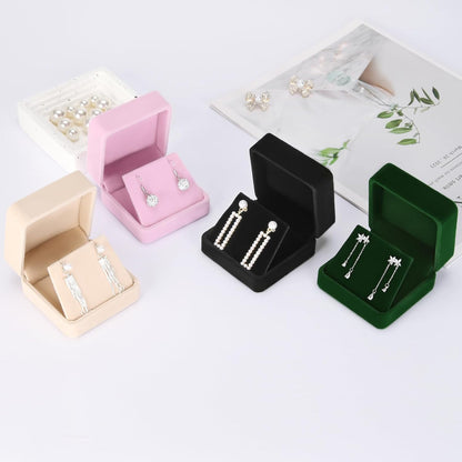 2 Pcs Velvet Jewelry Dangle Earring Gift Box for Women (PINK)