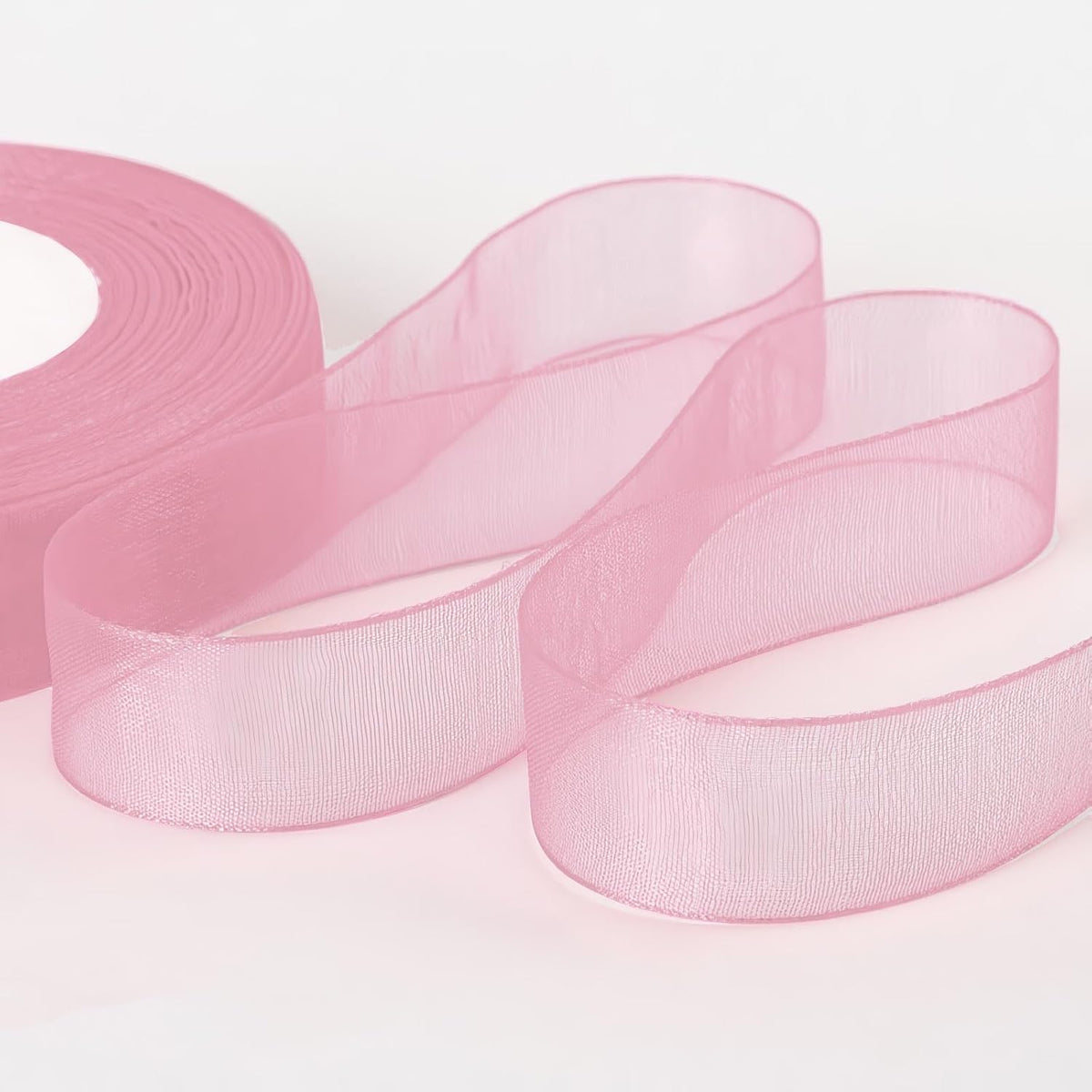Sweet Nectar Pink Organza Chiffon Ribbon 1/2 inch X 50 Yards