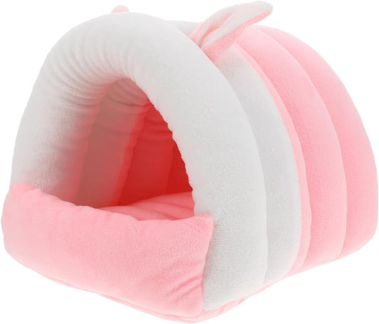 Hamster Warm Nest Cotton Bed Small Pet Sleeping Cave Pink L Cozy Hideout for Guinea Pigs Rabbits Hedgehogs Chinchillas