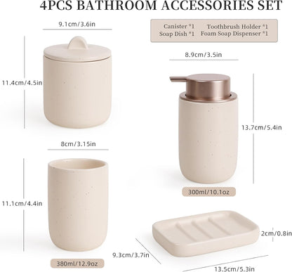 Apricot Ceramic Bathroom Accessories Set of 4