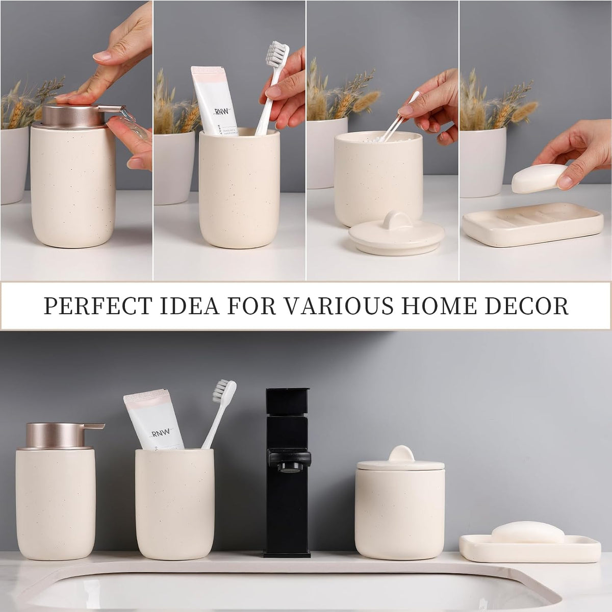Apricot Ceramic Bathroom Accessories Set of 4