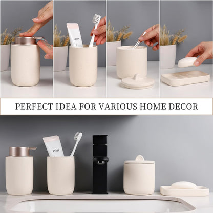 Apricot Ceramic Bathroom Accessories Set of 4