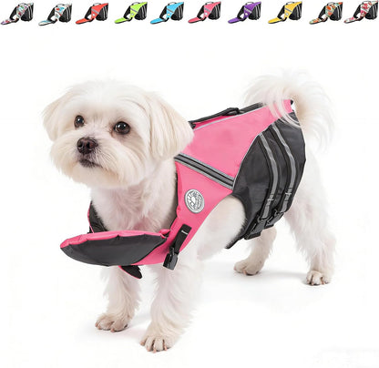 Dog Life Jacket, Reflective Dog Life Vest with Removable Neck Float High Buoyancy for Swimming and Boating, Ripstop Pet Safety Swimsuit Rescue Handle for Small Medium Large Dogs