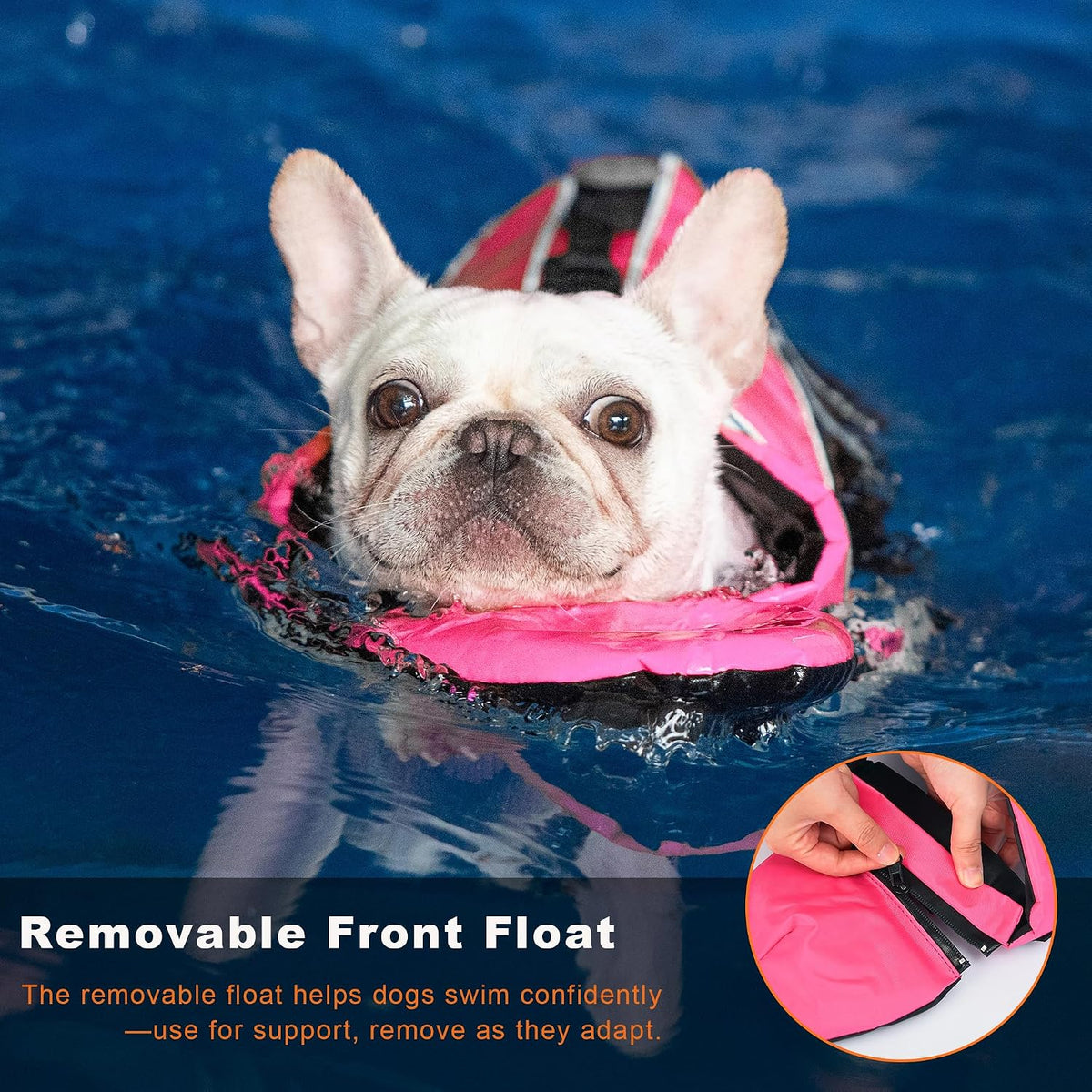 Dog Life Jacket, Reflective Dog Life Vest with Removable Neck Float High Buoyancy for Swimming and Boating, Ripstop Pet Safety Swimsuit Rescue Handle for Small Medium Large Dogs