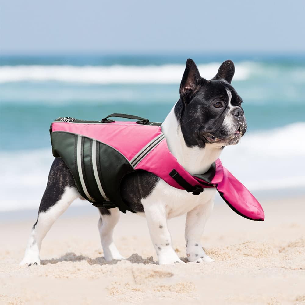 Dog Life Jacket, Reflective Dog Life Vest with Removable Neck Float High Buoyancy for Swimming and Boating, Ripstop Pet Safety Swimsuit Rescue Handle for Small Medium Large Dogs