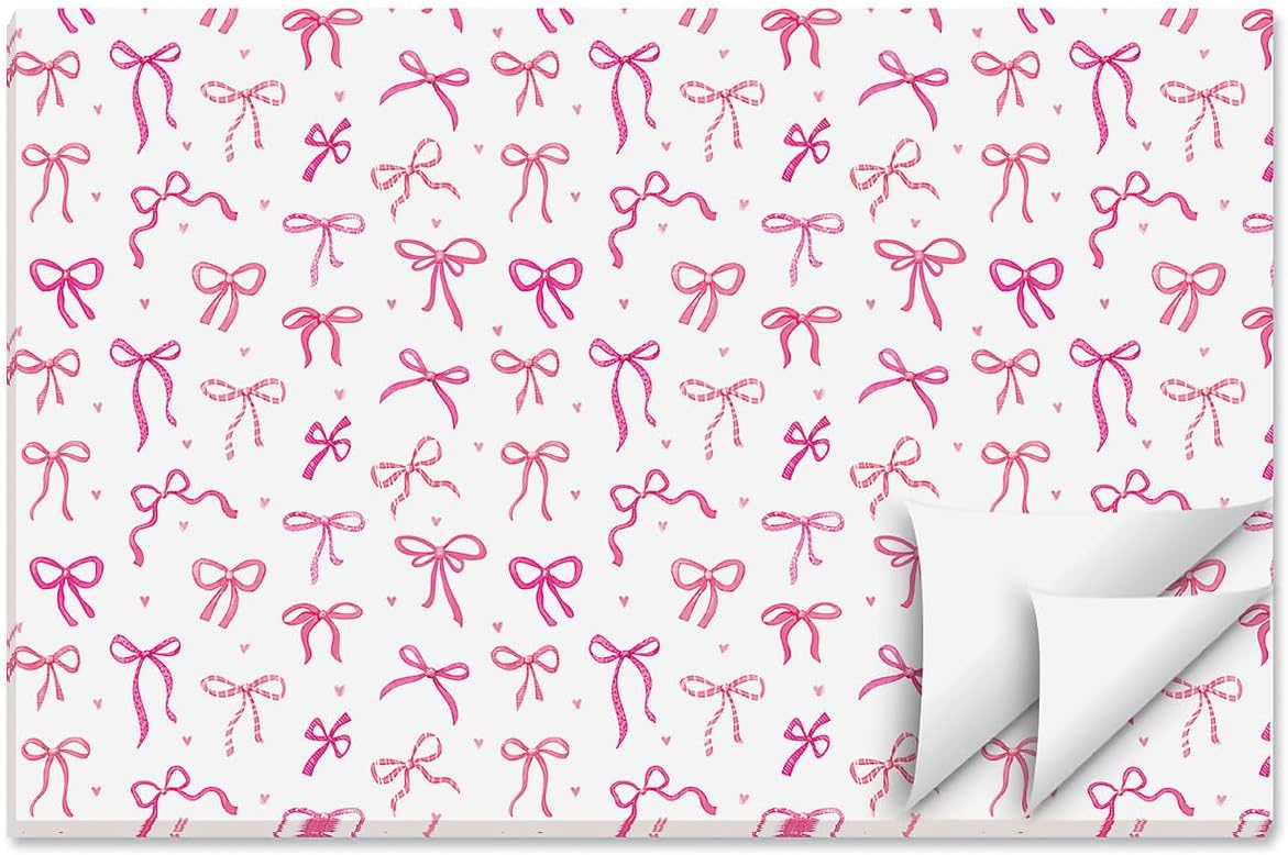Pink Bows Paper Placemat Pad, 24 Sheets Included, 11" x 17", Printed in the USA, Great for Dining, Parties, and Holiday Events
