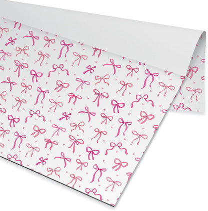Pink Bows Paper Placemat Pad, 24 Sheets Included, 11" x 17", Printed in the USA, Great for Dining, Parties, and Holiday Events