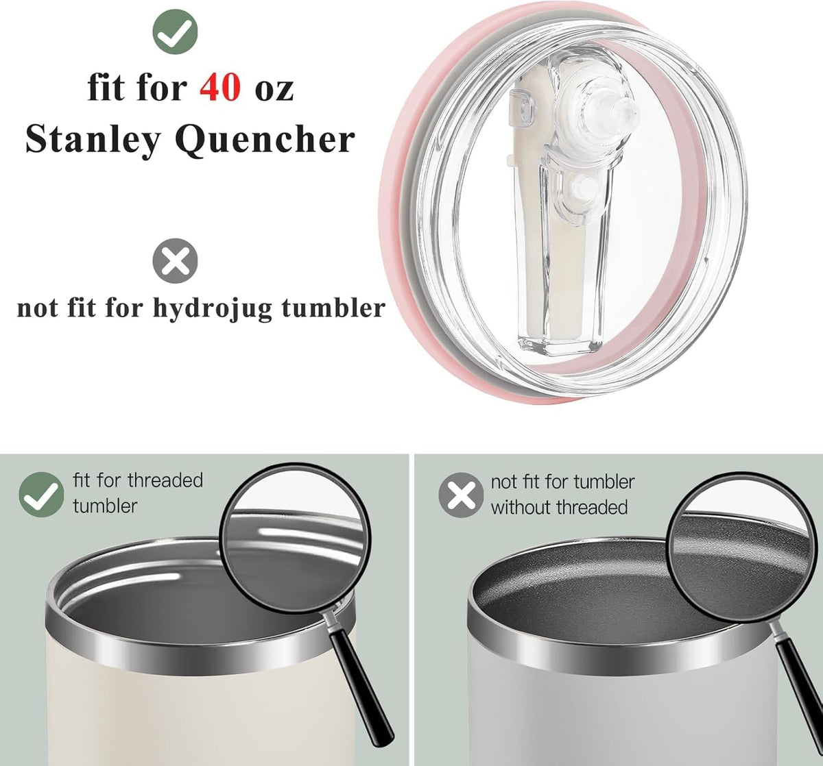 Stanley Lid Replacement 40 oz,Leakproof Flip Straw Lid (peach pink-2-pack)