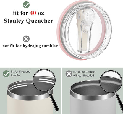 Stanley Lid Replacement 40 oz,Leakproof Flip Straw Lid (peach pink-2-pack)