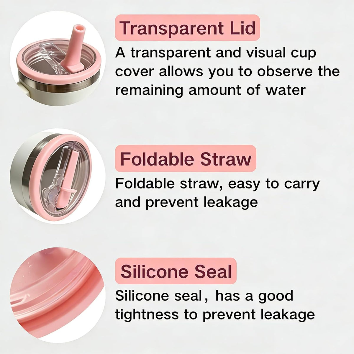 Stanley Lid Replacement 40 oz,Leakproof Flip Straw Lid (peach pink-2-pack)