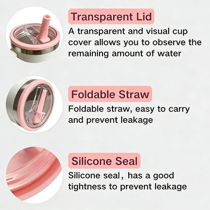 Stanley Lid Replacement 40 oz,Leakproof Flip Straw Lid (peach pink-2-pack)