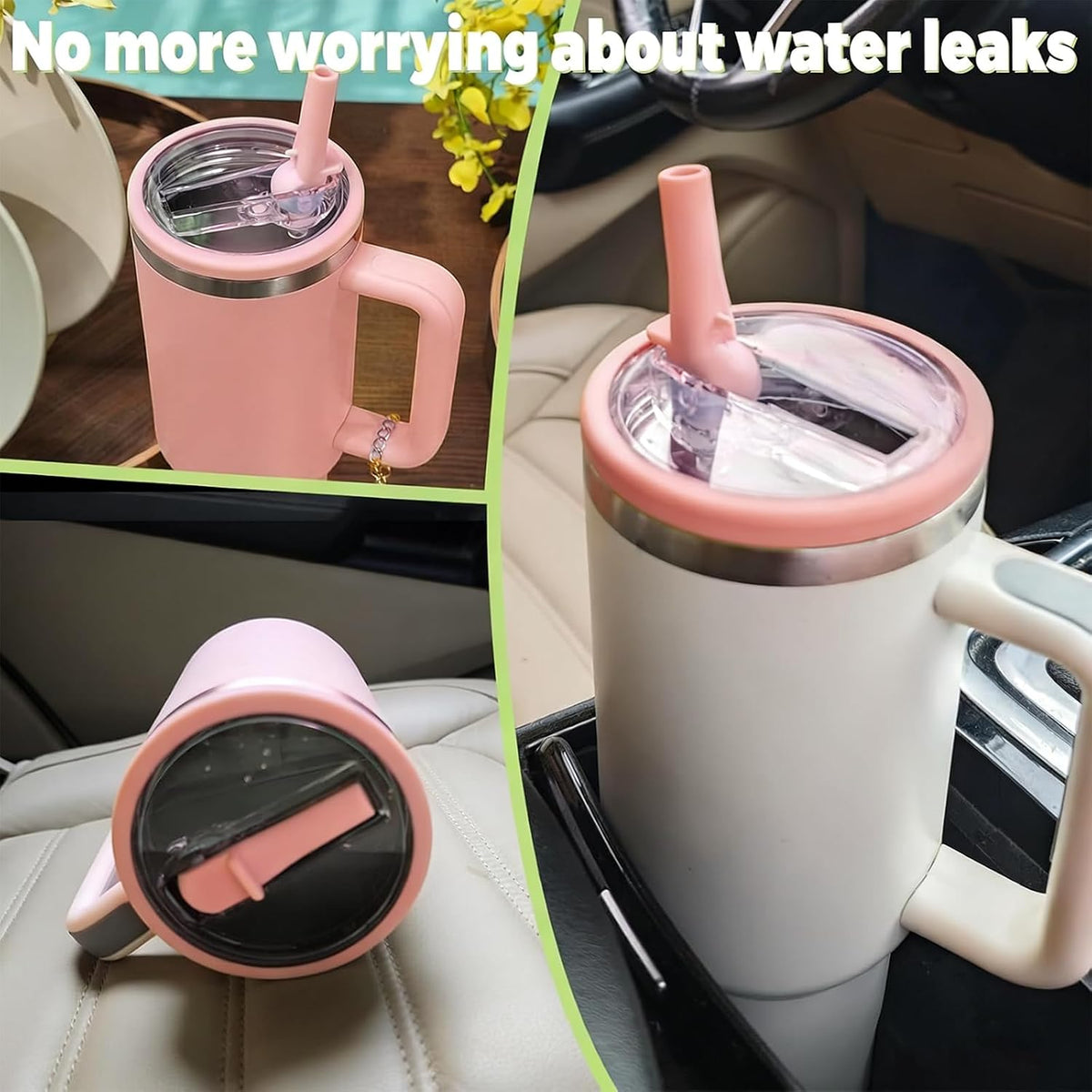 Stanley Lid Replacement 40 oz,Leakproof Flip Straw Lid (peach pink-2-pack)