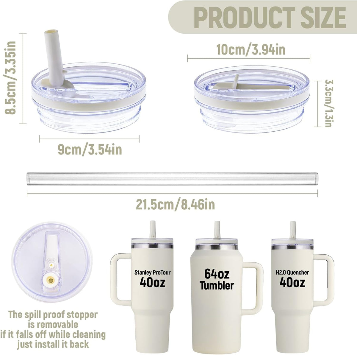 Stanley Lid Replacement 40 oz,Leakproof Flip Straw Lid (peach pink-2-pack)