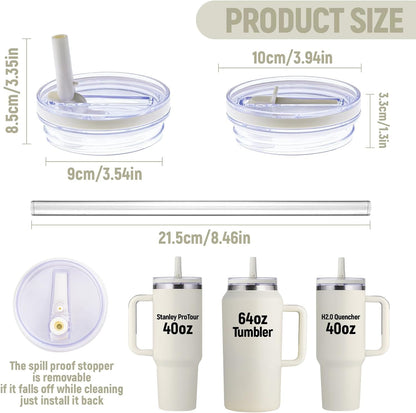 Stanley Lid Replacement 40 oz,Leakproof Flip Straw Lid (peach pink-2-pack)