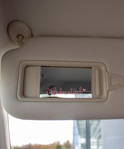 Mirror Decal - Hello Beautiful Rearview Sticker, Car Accessories Window Decal, Self Affirmations Decoration (Pink)