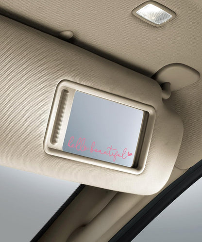 Mirror Decal - Hello Beautiful Rearview Sticker, Car Accessories Window Decal, Self Affirmations Decoration (Pink)