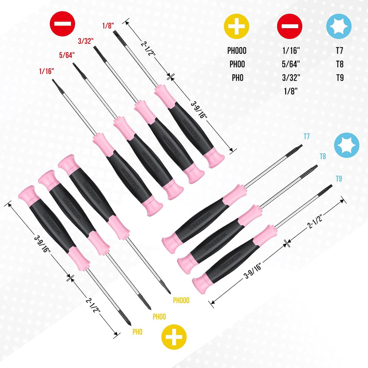 10-Piece Precision Screwdriver Set with Pink Pouch - Pink Ribbon