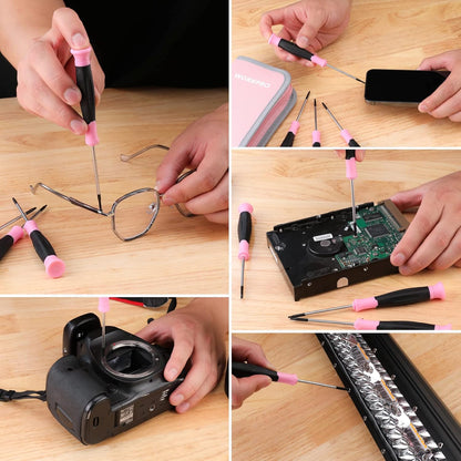 10-Piece Precision Screwdriver Set with Pink Pouch - Pink Ribbon