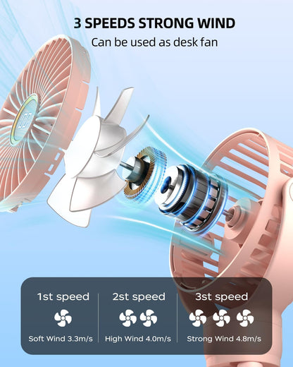 Portable Stroller Fan, Mini Baby Fans Battery Operated with LED Display
