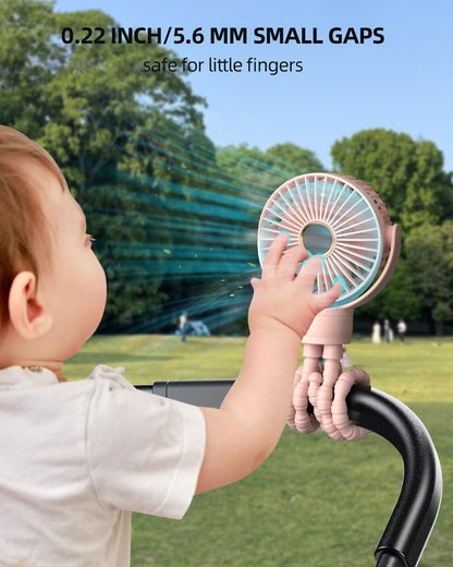 Portable Stroller Fan, Mini Baby Fans Battery Operated with LED Display