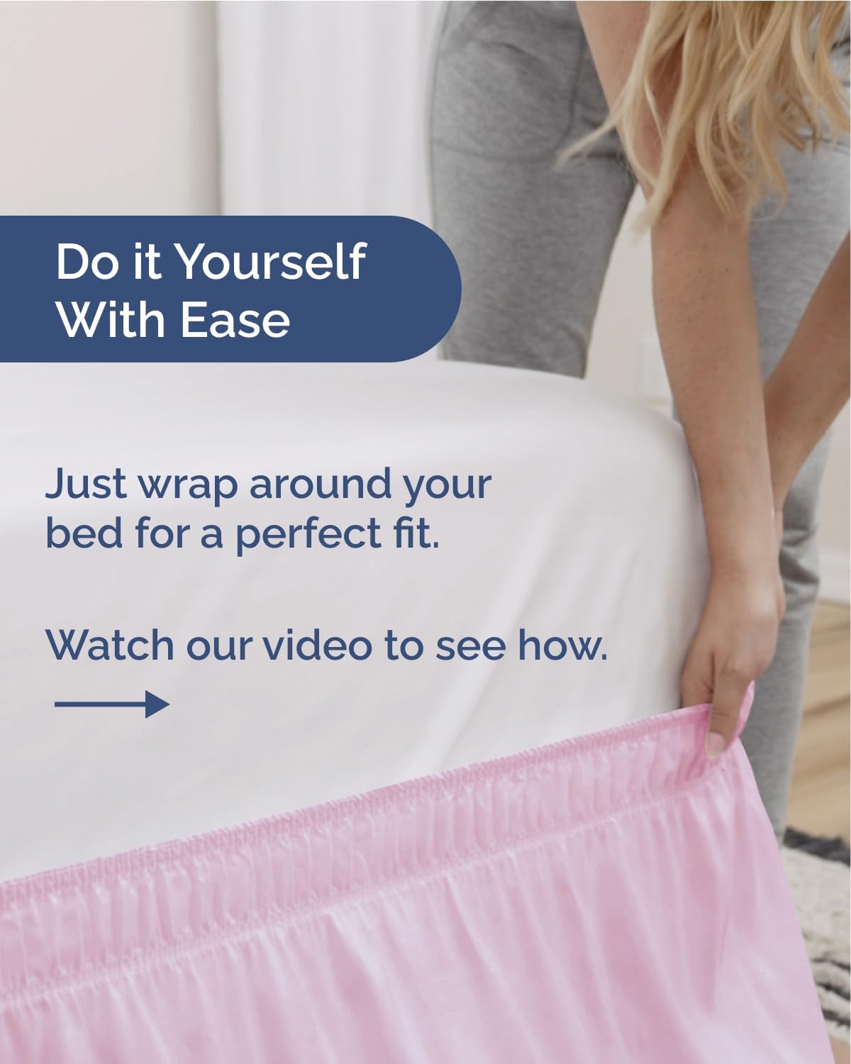 CGK Linens Wrap Around Dust Ruffle Bed Skirt - Full, 15" Light Pink