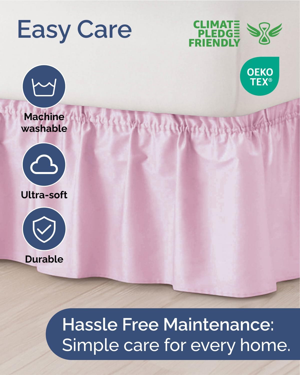 CGK Linens Wrap Around Dust Ruffle Bed Skirt - Full, 15" Light Pink