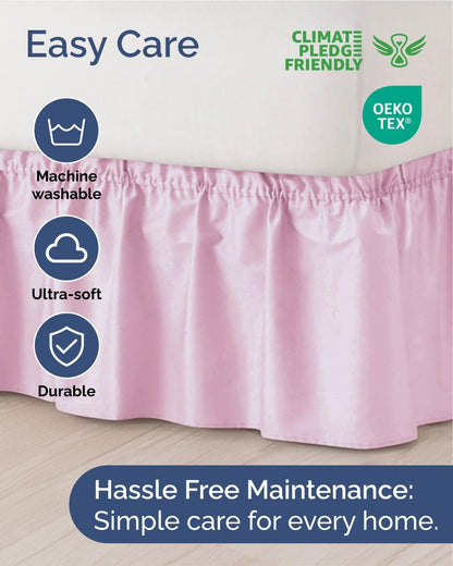 CGK Linens Wrap Around Dust Ruffle Bed Skirt - Full, 15" Light Pink