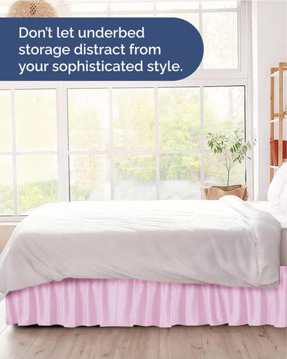 CGK Linens Wrap Around Dust Ruffle Bed Skirt - Full, 15" Light Pink