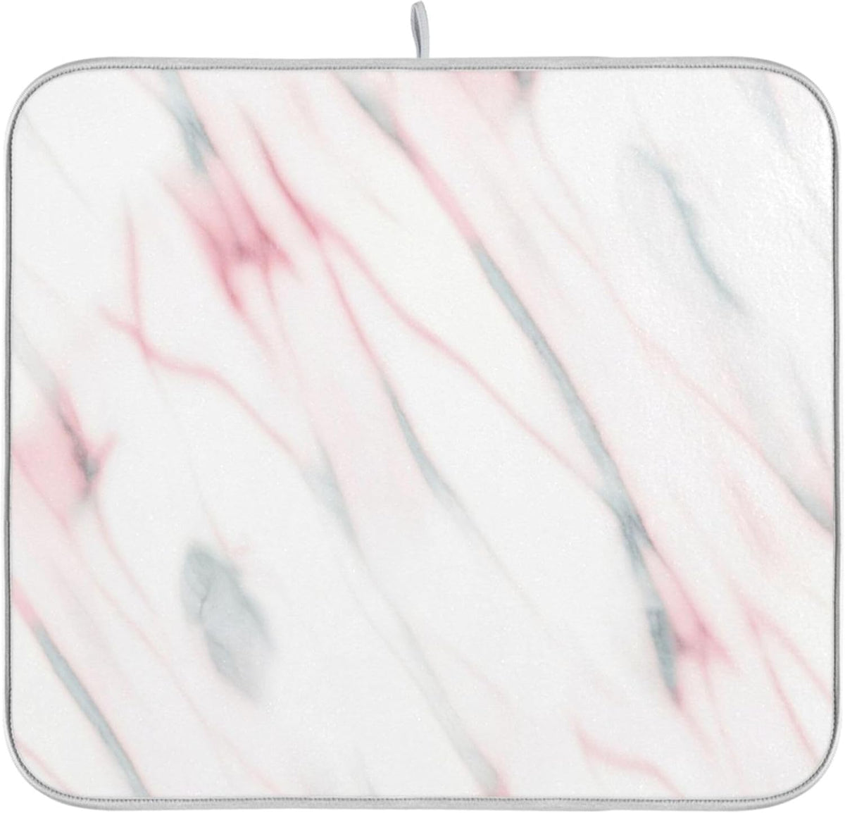 Absorbent Dish Drying Mats Floral Hanging Loop Mat Drying Pads Aesthetic White Light Pink for Kitchen Counter Mat, 16" x 18"