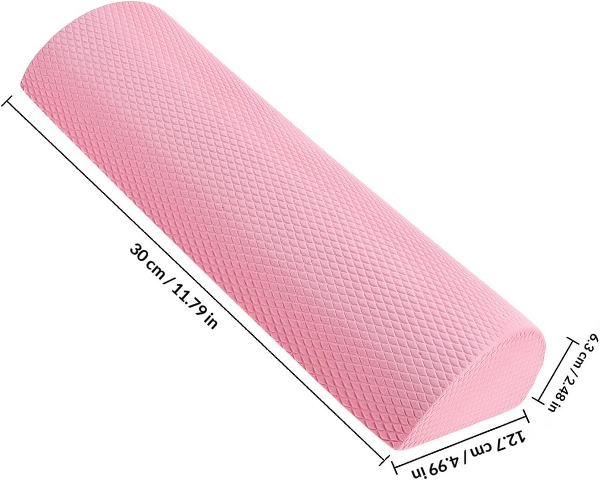 Back Cracking Device and Muscle Massage Roller, Lightweight 30x6.3cm Foam Balance Equipment for Pilates and Yoga, Pink Lumbar Support for Muscle Relaxation and Posture Improvement