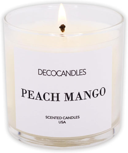 Peach Mango Scented Soy Wax Candle, 6 Oz