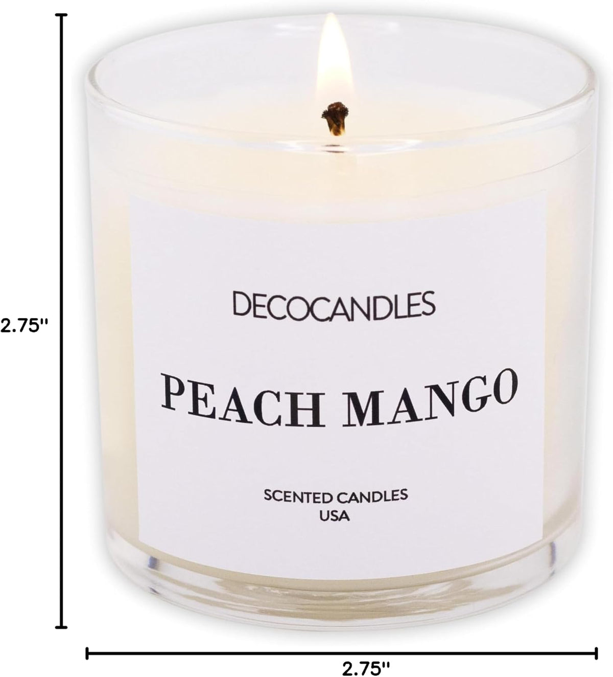 Peach Mango Scented Soy Wax Candle, 6 Oz