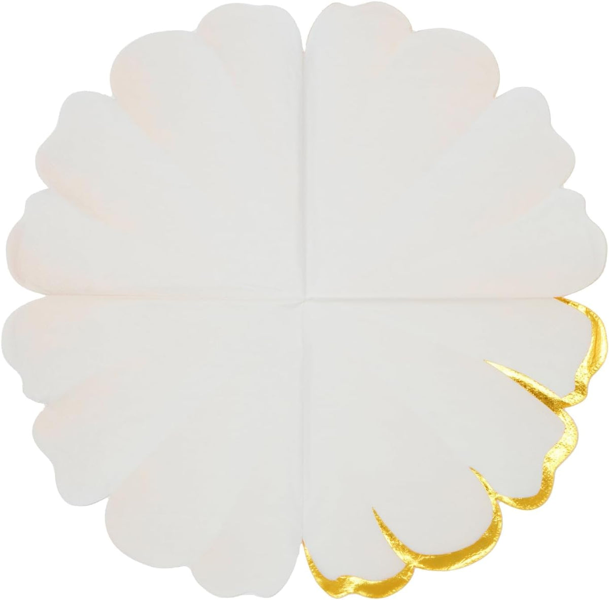 Floral Paper Napkins Pink Gold Scalloped Guest Towels | 50 Count 3-Ply Paper Dinner Napkins for Wedding Receptions Table Settings and Baby Showers - 6.25 x 6 Inches