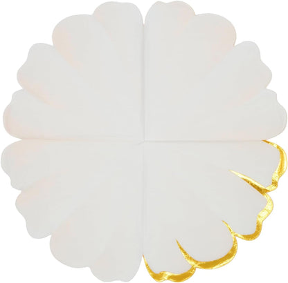 Floral Paper Napkins Pink Gold Scalloped Guest Towels | 50 Count 3-Ply Paper Dinner Napkins for Wedding Receptions Table Settings and Baby Showers - 6.25 x 6 Inches