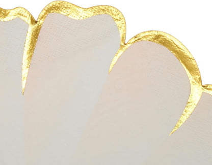 Floral Paper Napkins Pink Gold Scalloped Guest Towels | 50 Count 3-Ply Paper Dinner Napkins for Wedding Receptions Table Settings and Baby Showers - 6.25 x 6 Inches