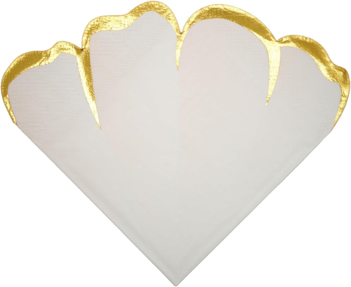 Floral Paper Napkins Pink Gold Scalloped Guest Towels | 50 Count 3-Ply Paper Dinner Napkins for Wedding Receptions Table Settings and Baby Showers - 6.25 x 6 Inches