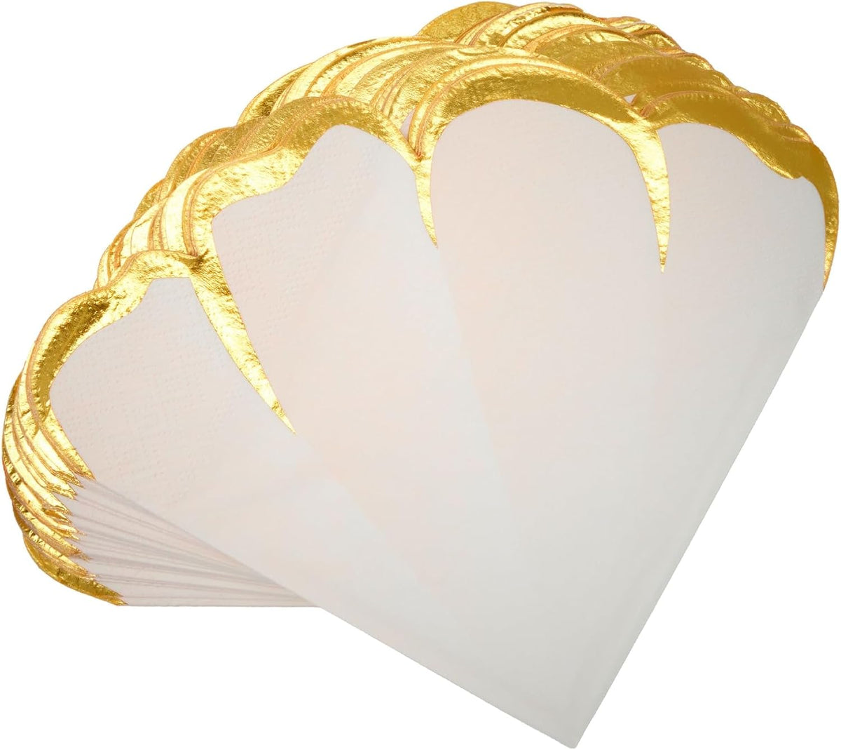 Floral Paper Napkins Pink Gold Scalloped Guest Towels | 50 Count 3-Ply Paper Dinner Napkins for Wedding Receptions Table Settings and Baby Showers - 6.25 x 6 Inches